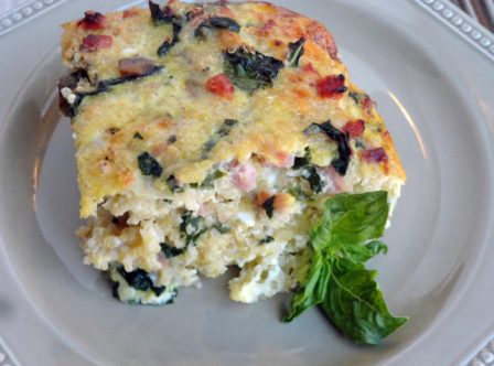 Quinoa Crustless Ham and Kale Quiche