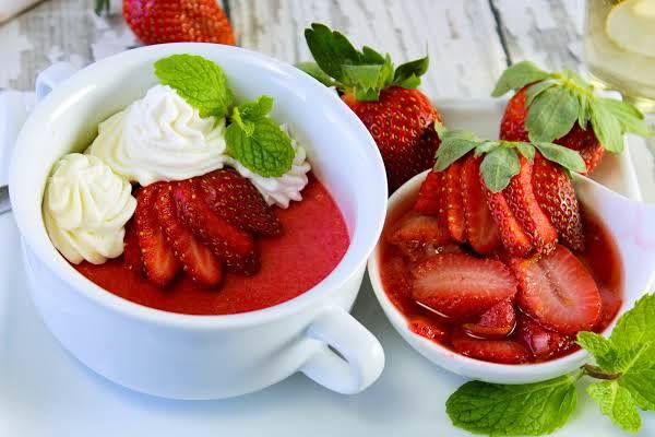 Red Velvet Pots De Creme with Poached Strawberries