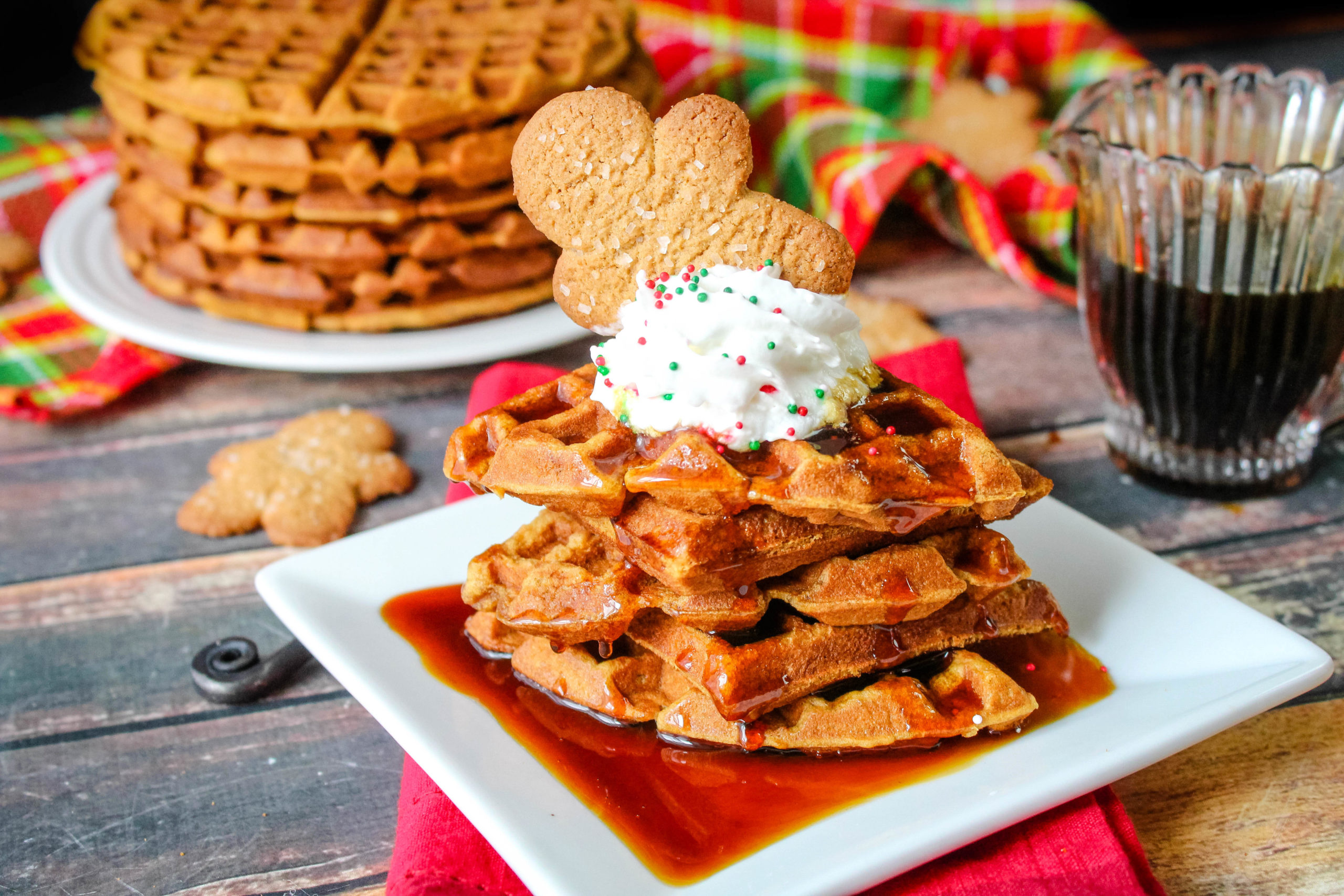 Christmas breakfast idea gingerbread waffles