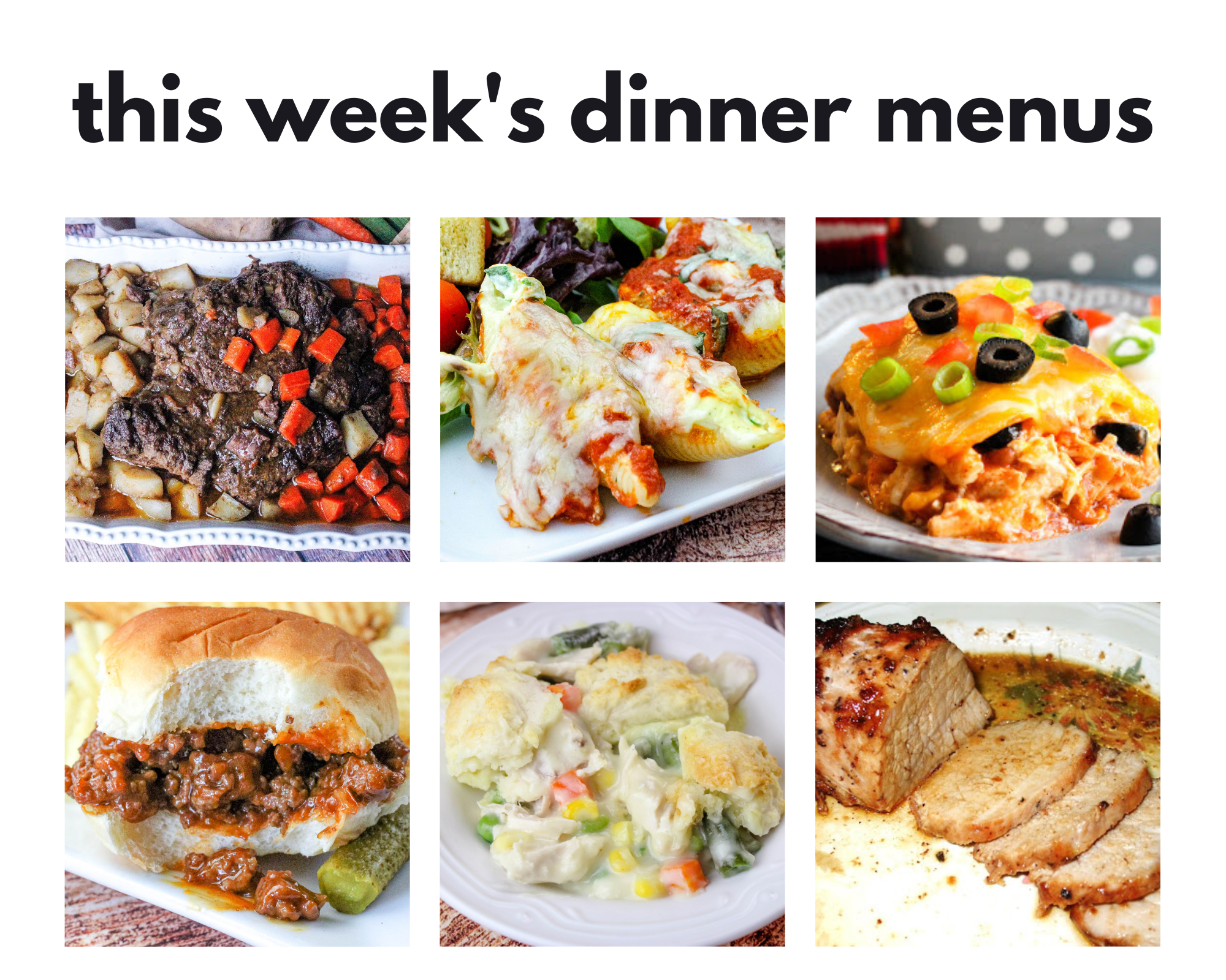 this week's dinner menus